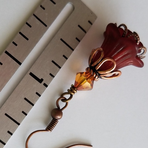 Lucite Flower Earrings in Copper - Picture 4 of 8